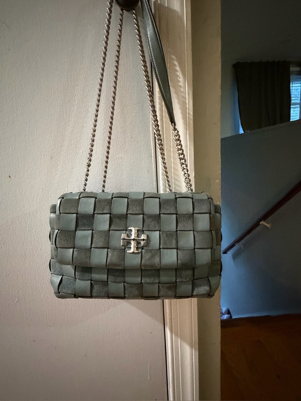 Tory Burch Kira Woven Flap Shoulder Bag / Crossbody Sage